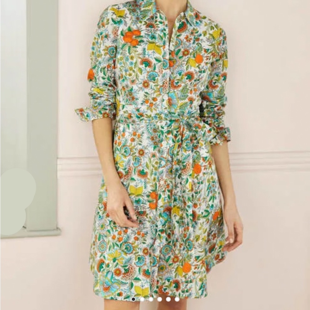 Boden Kitty Shirt dress Ivory, Lemon Fizz 6R